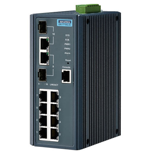 EKI-7710G-2C Managed Fiber Optic Gigabit Switch